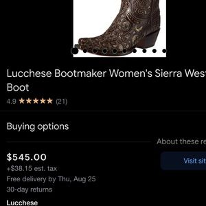 Lucchese Women’s sierra west boot size 7C